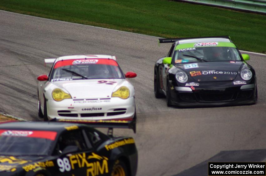 Bob Stretch's Chevy Camaro, Gary Stewart's Porsche 996 and Scott Tucker's Porsche GT3 Cup