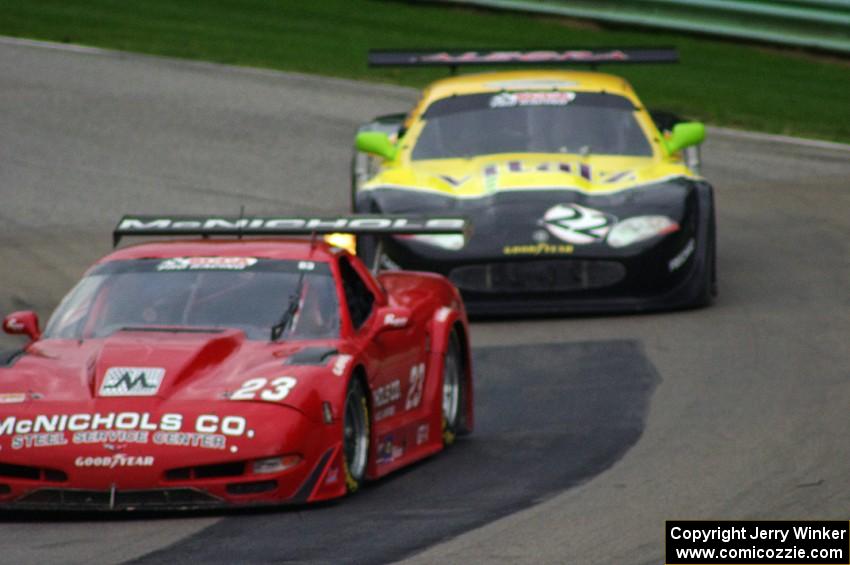 Amy Ruman's Chevy Corvette and Carlos de Quesada's Jaguar XKR