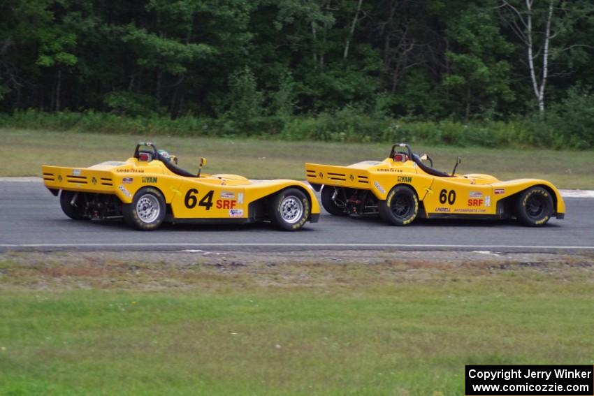 Tim Gray ahead of Matt Gray's Spec Racer Ford