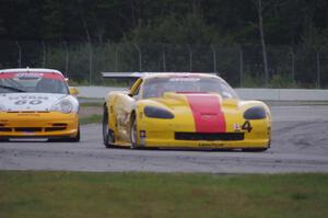 Tony Ave's Chevy Corvette laps Tim Gray's Porsche GT3 Cup