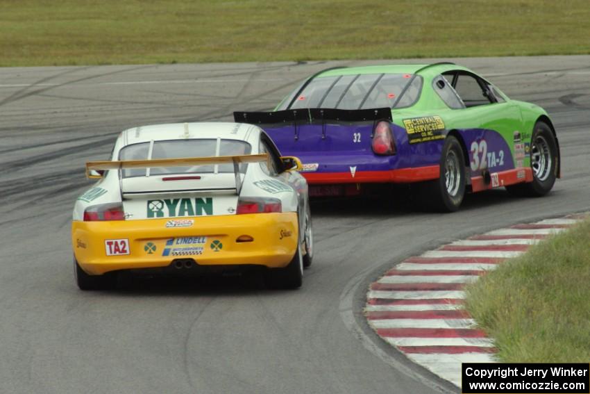 Bill Prietzel's Chevy Monte Carlo and Tim Gray's Porsche GT3 Cup