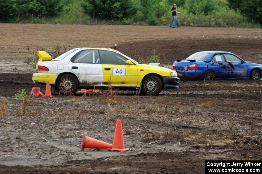 Tim Anderson's MA Subaru Impreza with Paul Salzer's PA Subaru WRX in the background