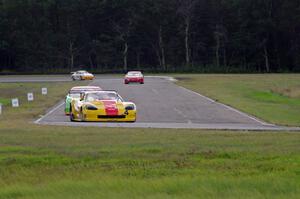 Tony Ave's Chevy Corvette, Bill Prietzel's Chevy Monte Carlo, Ricky Sanders' Chevy Monte Carlo and Tim Gray's Porsche GT3 Cup