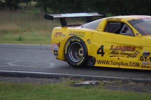 Tony Ave's Chevy Corvette on a very wet track