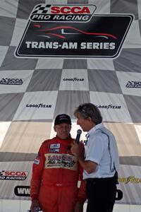 Cliff Ebben is interviewed after taking second in Sunday's race