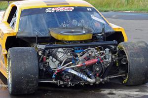 Post-accident front end damage to David Jans' Ford Mustang