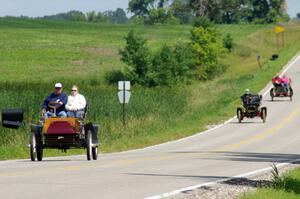 Dave Nyholm's 1904 Cadillac, Gil Fitzhugh's 1907 Cadillac and Gregg Lange's 1904 Autocar