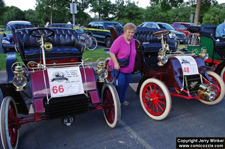 L) Peter Fawcett's 1904 Ford and R) Huvo Vermeulen's 1903 Cadillac