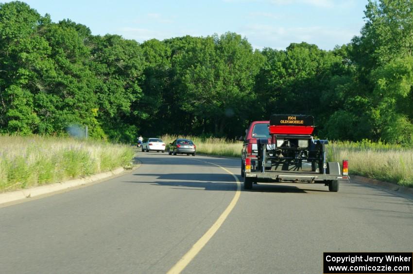 Phillip Johnson's 1904 Olds on the trailer back home