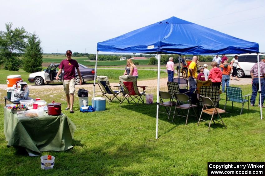 Jeff Amundsen's 1911 Maxwell gets pushed to a stop but is met with a big spread of food