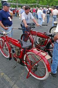 Ron Gardas, Jr.'s 1912 Indian (foreground) with Ron Gardas, Sr.'s 1911 Indian (background)