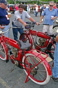 Ron Gardas, Jr.'s 1912 Indian (foreground) with Ron Gardas, Sr.'s 1911 Indian (background)