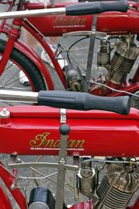 Ron Gardas, Jr.'s 1912 Indian (foreground) with Ron Gardas, Sr.'s 1911 Indian (background)