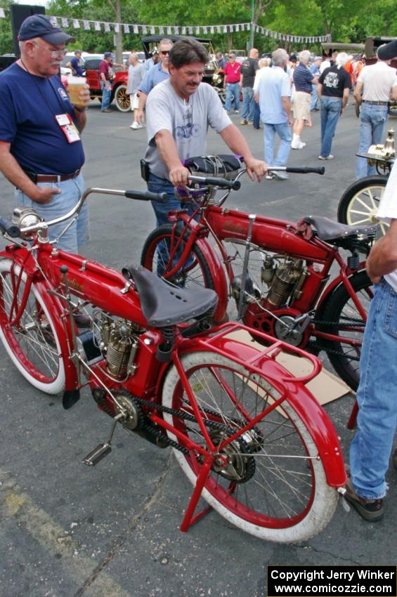 Ron Gardas, Jr.'s 1912 Indian (foreground) with Ron Gardas, Sr.'s 1911 Indian (background)