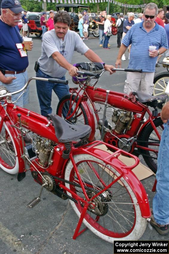 Ron Gardas, Jr.'s 1912 Indian (foreground) with Ron Gardas, Sr.'s 1911 Indian (background)