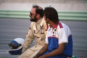 Bob Roth (next to helmet) after his stint in the #98 Honda Civic Si