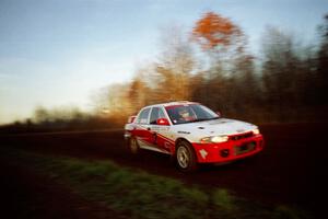 Henry Joy IV / Chris Griffin Mitsubishi Lancer Evo II at speed on the practice stage.