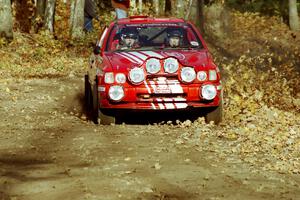 Mike Whitman / Paula Gibeault Ford Sierra Cosworth at speed near the flying finish of SS1, Beacon Hill.