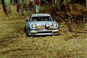 Mike Hurst / Rob Bohn Mazda RX-7 near the flying finish of SS1, Beacon Hill.