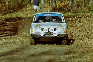 Bill Malik / Chris Griffin Volvo 240 at speed near the flying finish of SS1, Beacon Hill.