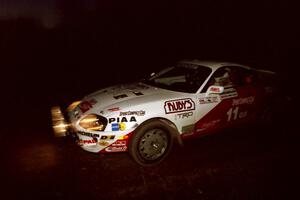 Ralph Kosmides / Joe Noyes Toyota Supra Turbo at a 90-left on SS3, Far Point I.