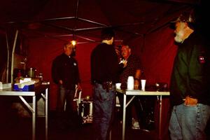 A worker gets a bowl of hot chili from Denny Orr and Jon Davis at Kenton service.