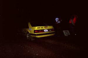 Don Rathgeber / Jimmy Brandt Ford Mustang leaves the start of SS5, Passmore Lake.