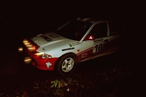 David Summerbell / Michael Fennell Mitsubishi Lancer Evo II at speed on SS8, Bob Lake II.