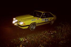 Don Rathgeber / Jimmy Brandt Ford Mustang at speed on SS8, Bob Lake II.