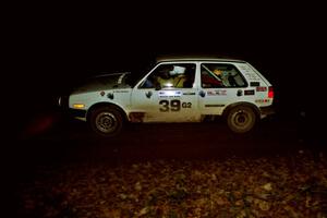 Wayne Prochaska / Annette Prochaska VW Golf comes into the flying finish of SS10, Fuller Lake.