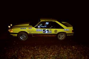 Don Rathgeber / Jimmy Brandt Ford Mustang comes into the flying finish of SS10, Fuller Lake.