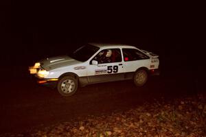 Colin McCleery / Tom Beltman Merkur XR4Ti comes into the flying finish of SS10, Fuller Lake.