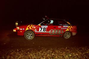 John Rek / Steve Rourke Audi S2 Quattro comes into the flying finish of SS10, Fuller Lake.