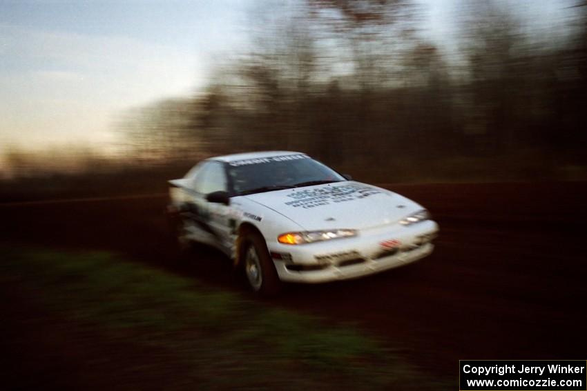 Bryan Pepp / Jerry Stang Eagle Talon at speed on the practice stage.