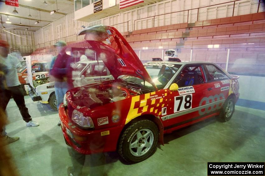 John Rek / Steve Rourke Audi S2 Quattro at parc expose inside Dee Stadium.