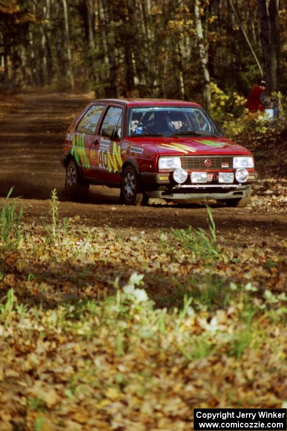 Richard Pilczuk / Brian Pilczuk VW GTI near the flying finish of SS1, Beacon Hill.