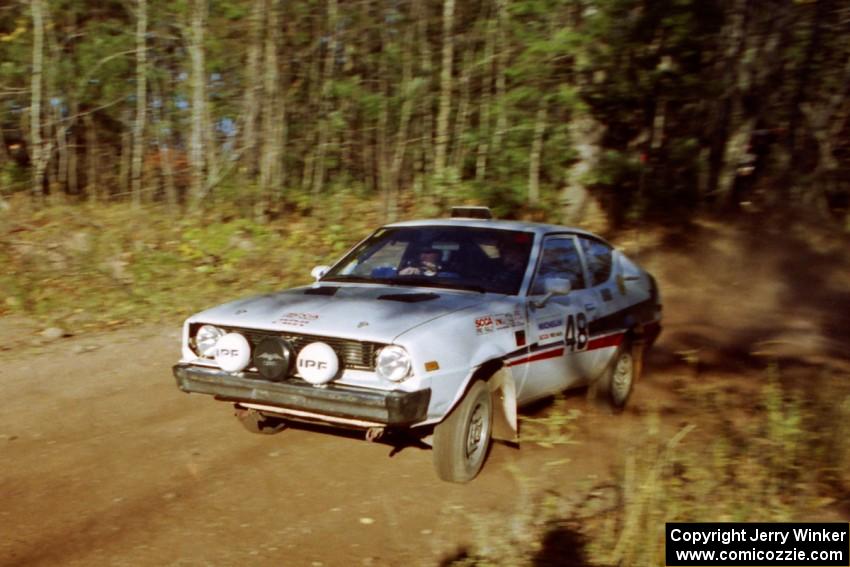 Jeremy Butts / Peter Jacobs Plymouth Arrow comes accross the flying finish at the end of SS1, Beacon Hill.