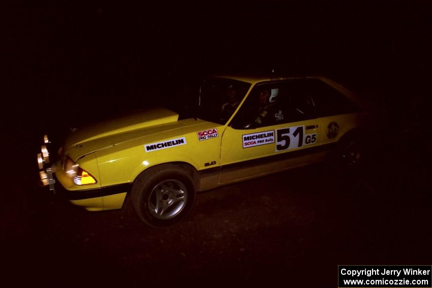Don Rathgeber / Jimmy Brandt Ford Mustang at a 90-left on SS3, Far Point I.
