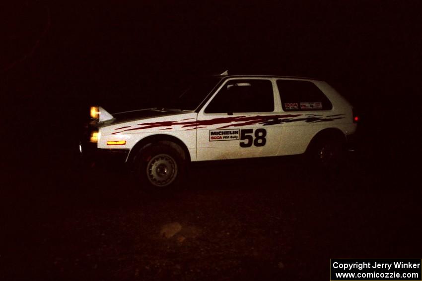 Bob Nielsen / Brett Corneliusen VW GTI at a 90-left on SS3, Far Point I.