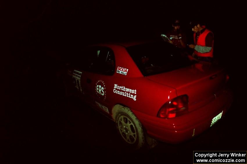 Trevor Donison / John Allen Plymouth Neon prepares to leave the start of SS5, Passmore Lake.