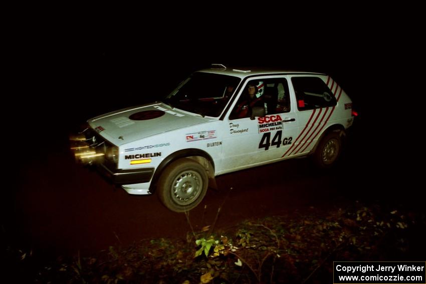 Doug Davenport / Al Kintigh VW GTI at speed on SS8, Bob Lake II.