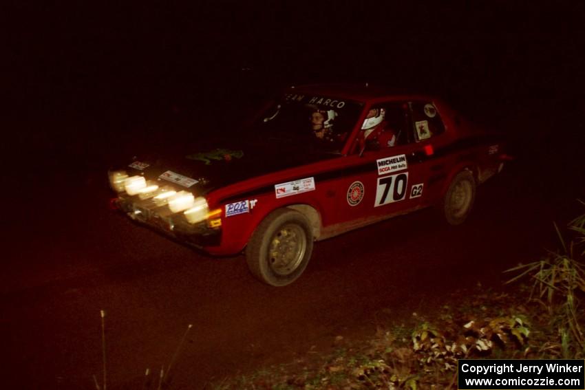 Scott Harvey, Jr. / David Watts Dodge Colt at speed on SS8, Bob Lake II.