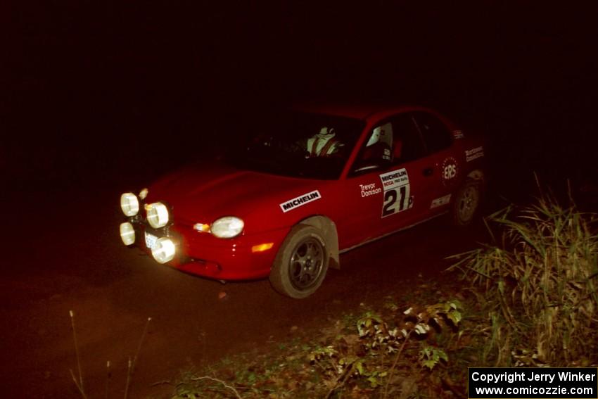 Trevor Donison / John Allen Plymouth Neon at speed on SS8, Bob Lake II.