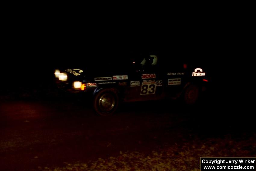 Mark Utecht / Brenda Corneliusen Dodge Omni GLH-Turbo comes into the flying finish of SS10, Fuller Lake.