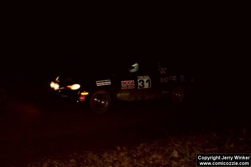 Evan Moen / Ron Moen Plymouth Neon comes into the flying finish of SS10, Fuller Lake.