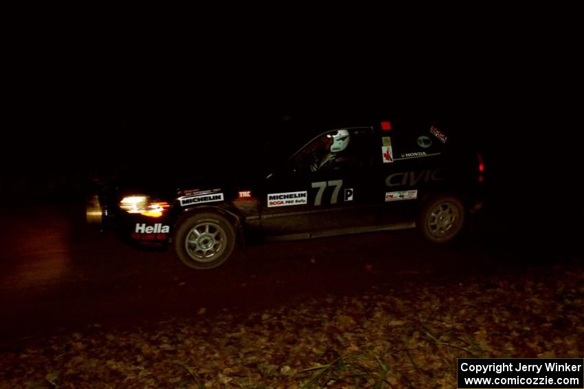 Bryan Hourt / Pete Cardimen Honda Civic comes into the flying finish of SS10, Fuller Lake.