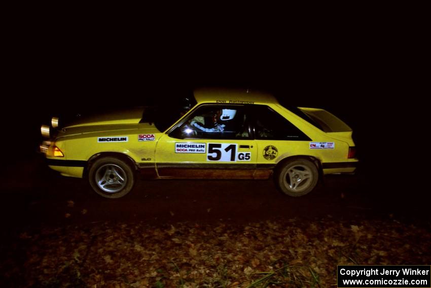 Don Rathgeber / Jimmy Brandt Ford Mustang comes into the flying finish of SS10, Fuller Lake.