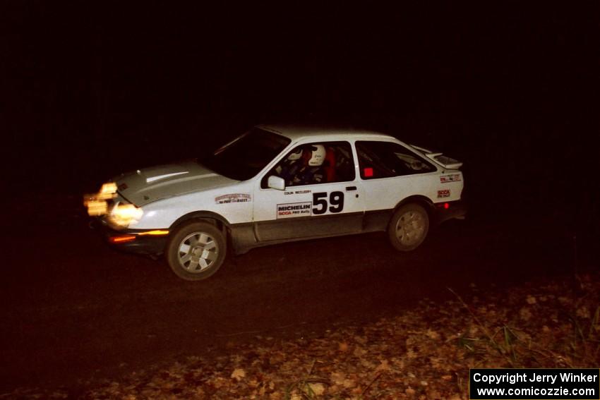 Colin McCleery / Tom Beltman Merkur XR4Ti comes into the flying finish of SS10, Fuller Lake.