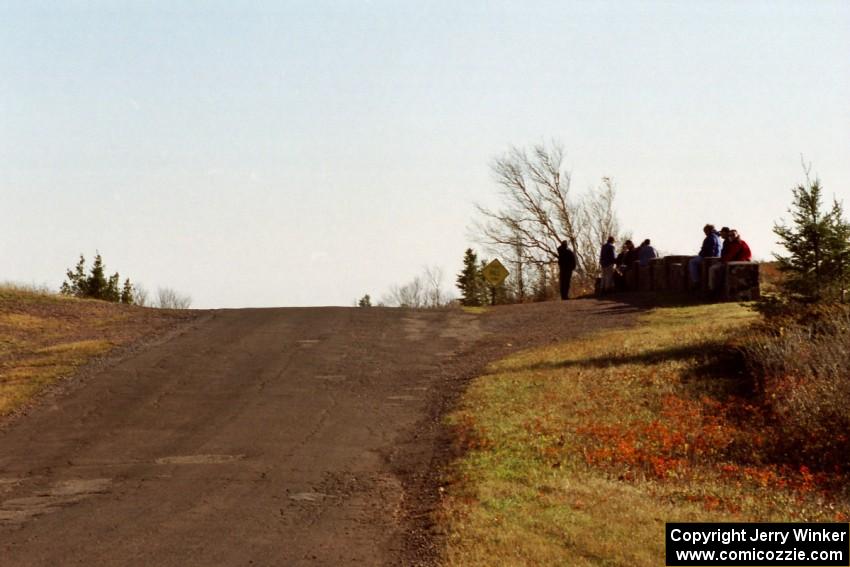 View of the landing area and downward plunge after the big yump on Brockway Mountain.