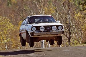 Jeremy Butts / Peter Jacobs Plymouth Arrow catches nice air at the final yump on SS13, Brockway I.